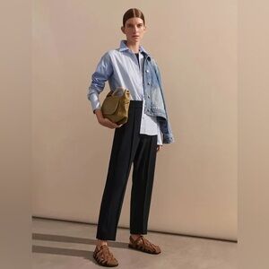 ME + EM Textured high waisted slim crop pants